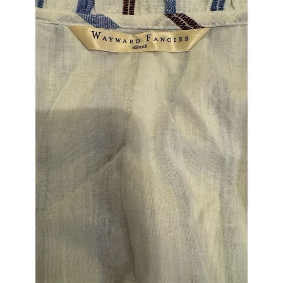 Wayward Fancy Women's Midi Dress Stripe Smocked Waist Flutter Sleeve Large - Picture 7 of 8